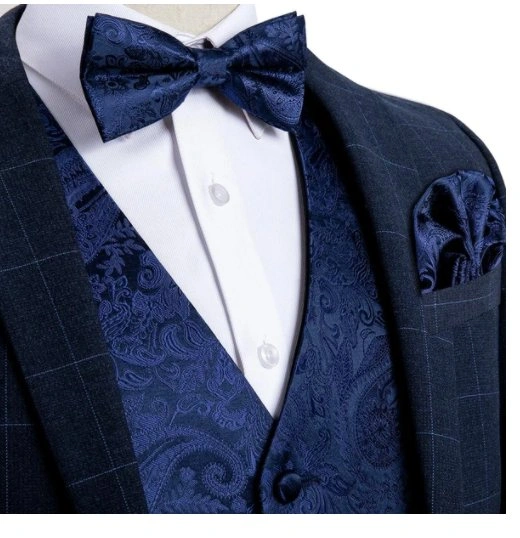 Paisley Powerhouse Vest Set A Touch of Blue Elegance for Any Occasion