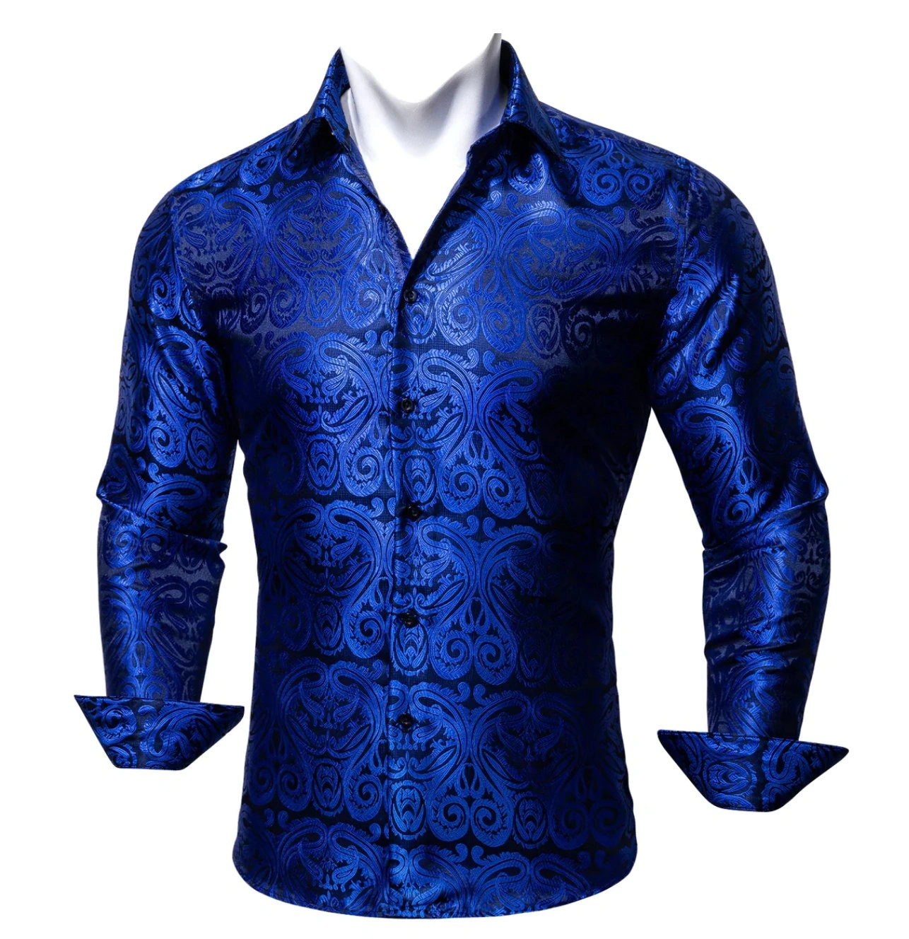 Von Blue Paisley Silk Shirt - Effortless Cool & Dazzling Style for the Modern Maverick